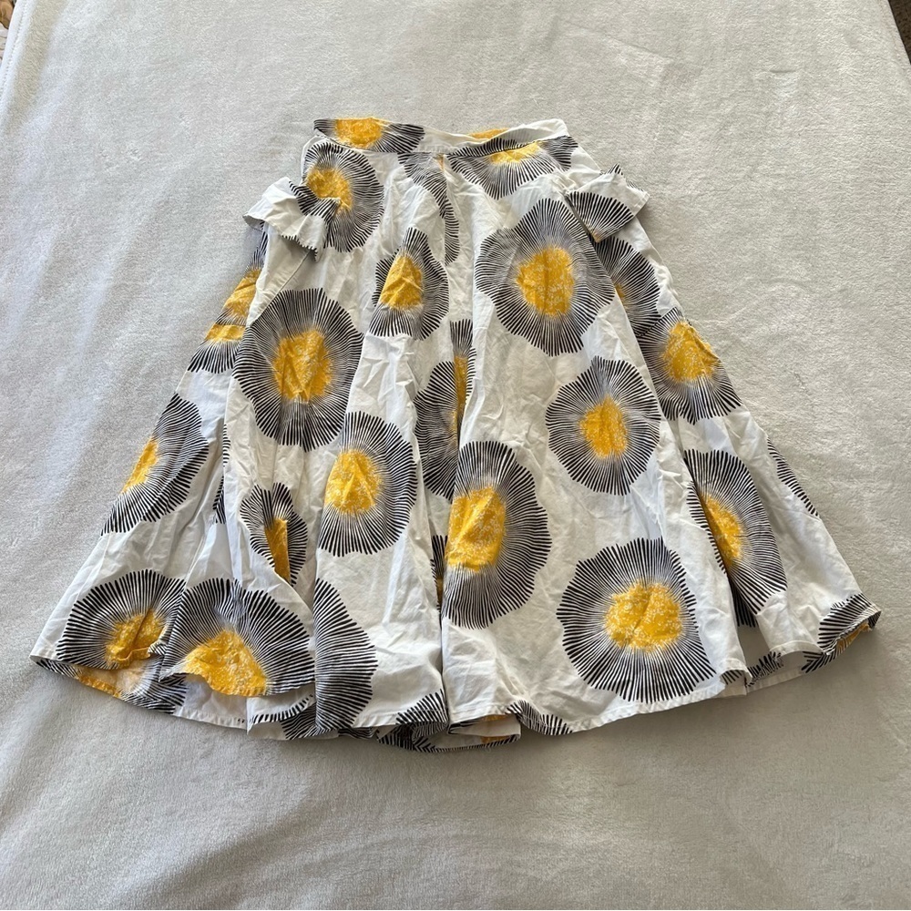 Vintage Handmade Yellow White Bursts A-Line Skirt